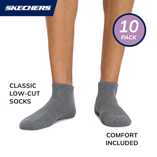SKECHERS جوارب سكيشرز للرجال - عبوة 10 قطع - تصميم كلاسيكي قصير من تيري، مع قاعدة قدم مريحة ومبطنة - Image 2