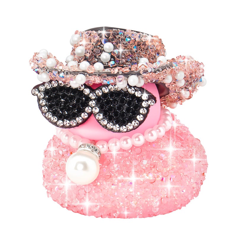 wonuu Pink Diamond Rubber Duck Car Ornaments Dashboard Decorations for Cool car Accessories with Diamond - Image 1