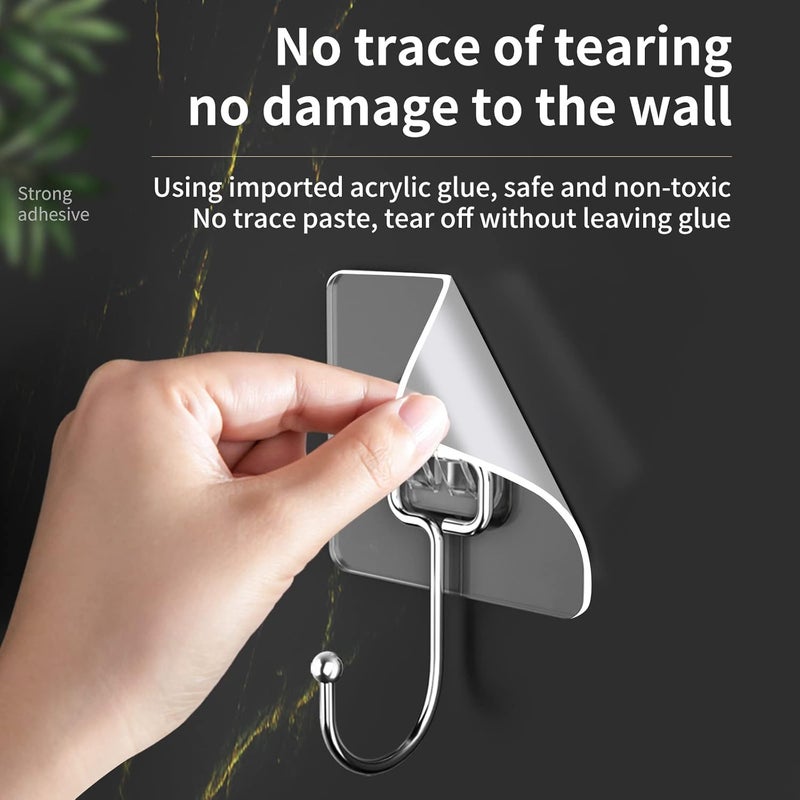 Large Adhesive Hooks for Hanging - Heavy Duty Wall Hooks , 22 lbs Capacity , Waterproof , Transparent , 8pcs - Image 3