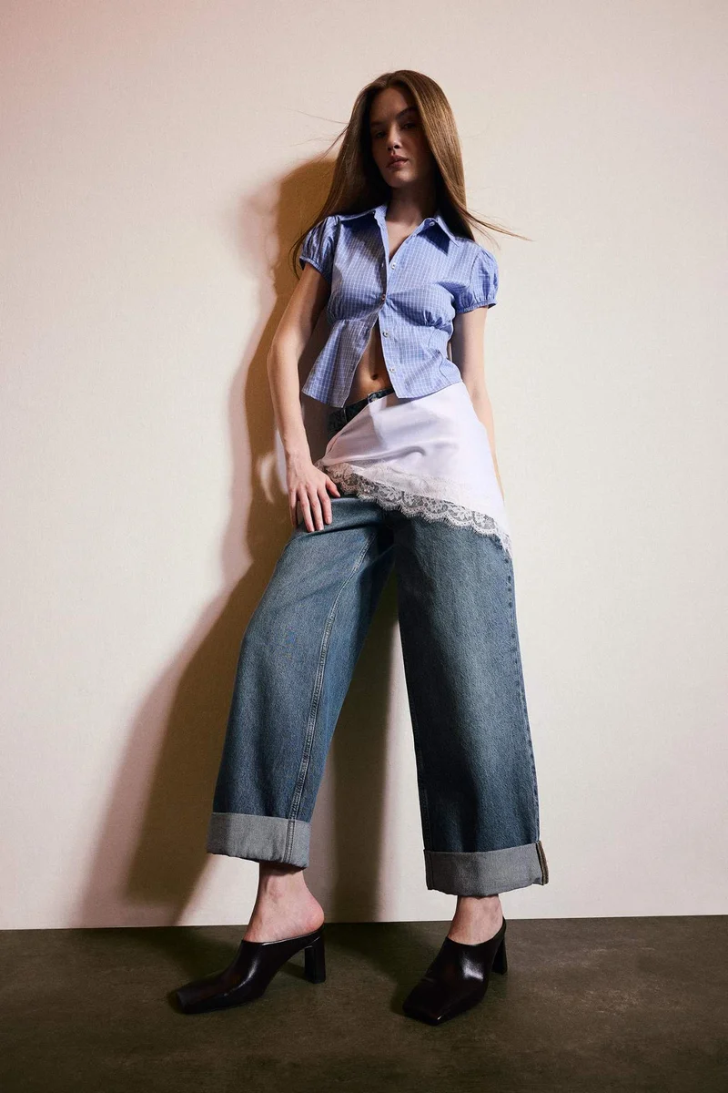 DeFacto Baggy Fit Folded Leg Denim Trousers