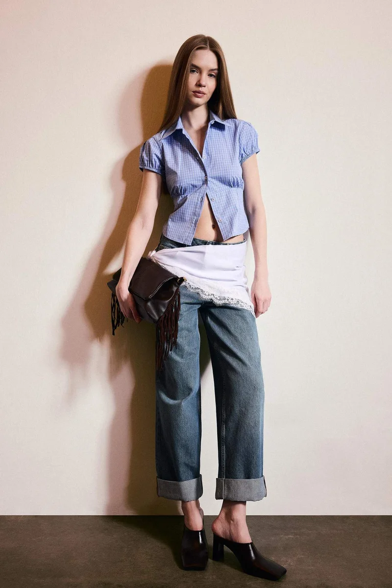 DeFacto Baggy Fit Folded Leg Denim Trousers