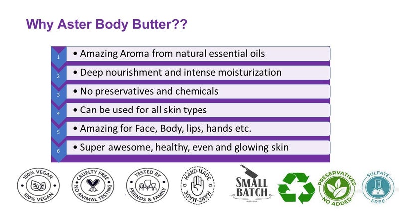 Aster Body Butter | Deep moisturiser| Winter Care | 80 gm |Hydration |Shea Butter, Mango Butter and Cocoa Butter | All skin types |Organic |No chemicals and preservatives | (Lavender) - Image 5