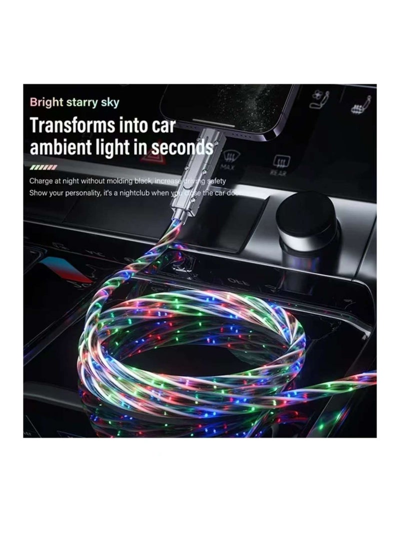 اكس ليفل ميتاليك [شحن سريع 100 واط وإضاءة RGB] كابل LED ذكي 4 في 1، كابل شحن USB A إلى USB C/C متعدد الألوان Starlight لأجهزة iPhone و Samsung و iPad - أضف إضاءة إلى شحنك - Image 4