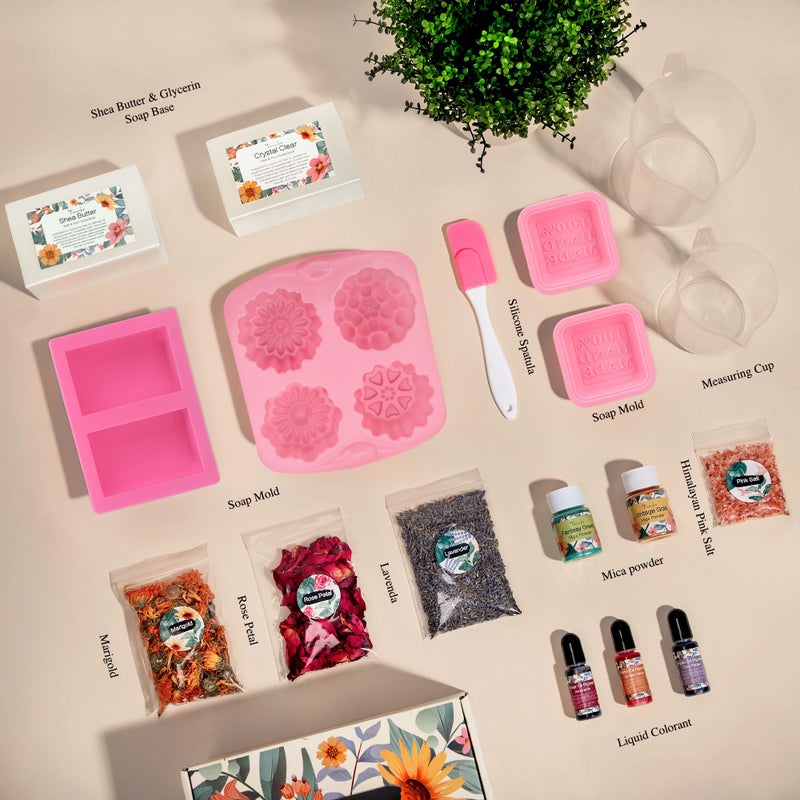Tassika Handmade Soap Making Kit Supplies, DIY Melt & Pour Soap Making Kit for Adults: includes 2lbs Soap Base, Dried Flowers, Pigment, Silicon Mold, Measuring Cup, Personalized Handmade Soap Set Gift  - Image 3