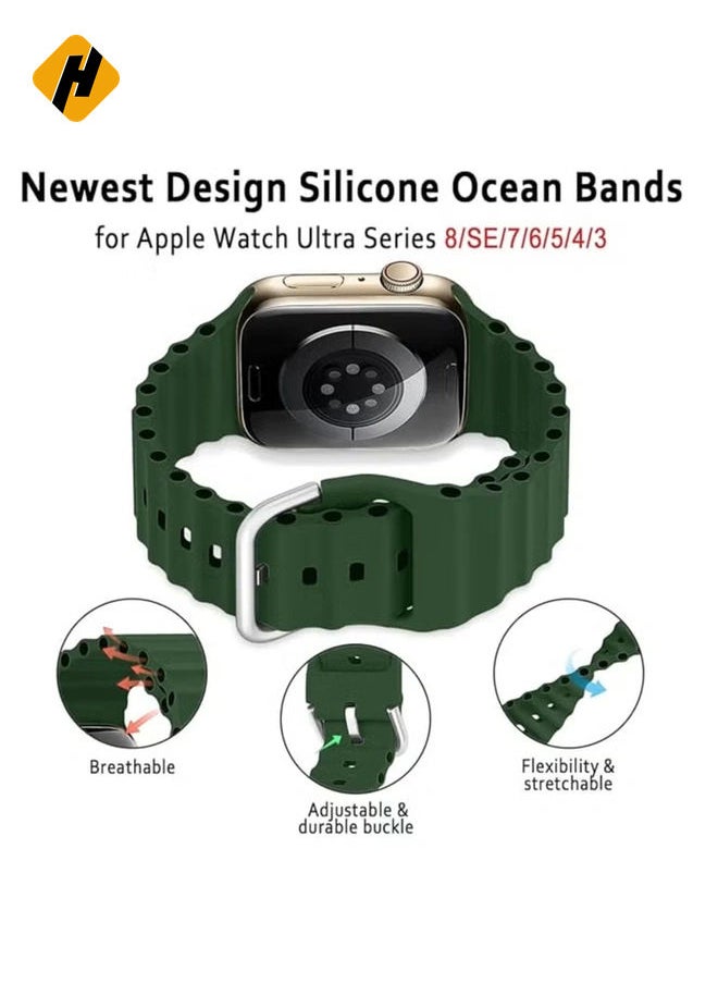 HuHa - "Ocean Band for Apple Watch – Adjustable Soft Silicone Sport Band, Fits 49mm to 38mm, Breathable Elastic Wristband for Series Ultra, 8, 7, SE, 6, 5, 4, 3, 2, 1" - Image 1