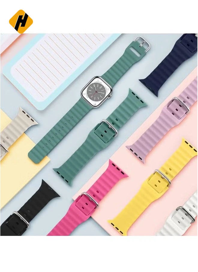 HuHa - "Ocean Band for Apple Watch – Adjustable Soft Silicone Sport Band, Fits 49mm to 38mm, Breathable Elastic Wristband for Series Ultra, 8, 7, SE, 6, 5, 4, 3, 2, 1" - Image 1