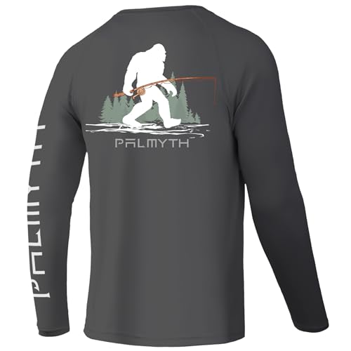 Palmyth Fishing Shirts for Men Long Sleeve UPF 50 T Shirt Sun Protection Tee CharcoalBigfoot Fishing 2XL - Image 1