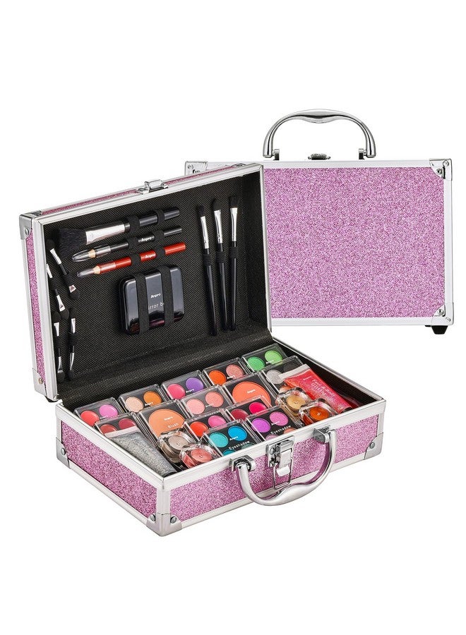 Anpro Allinone Makeup Carry Case With Pro Teen Makeup Set Full Starter Cosmetics Kit With Makeup Brushes Lipsticks Eye Shadows Palette Blushes Glitter Gelpurple - Image 1