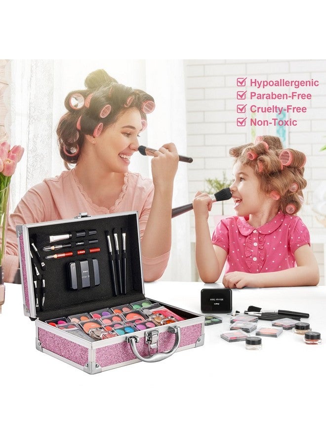 Anpro Allinone Makeup Carry Case With Pro Teen Makeup Set Full Starter Cosmetics Kit With Makeup Brushes Lipsticks Eye Shadows Palette Blushes Glitter Gelpurple - Image 4