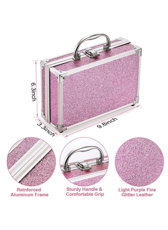 Anpro Allinone Makeup Carry Case With Pro Teen Makeup Set Full Starter Cosmetics Kit With Makeup Brushes Lipsticks Eye Shadows Palette Blushes Glitter Gelpurple - Image 5