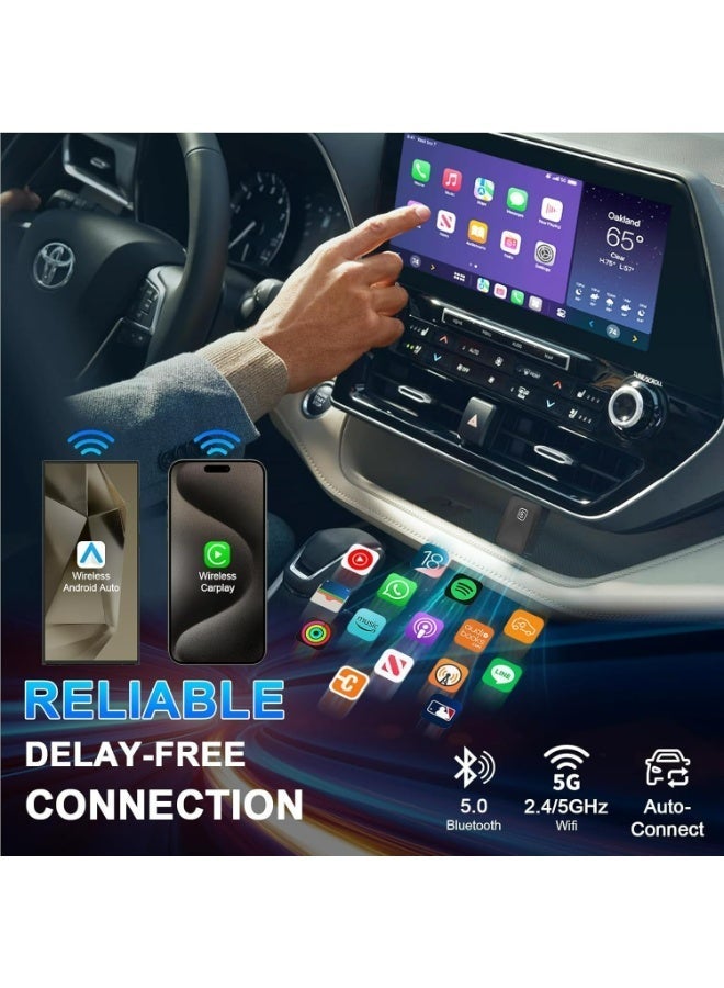 Pikengenus 2 in 1 Mini Wireless Carplay and Android Auto with Fast Stable 5Ghz WiFi Bluetooth Connection, Wired to Carplay for Apple, Compatible with iOS10+/Android 11+ - Image 3