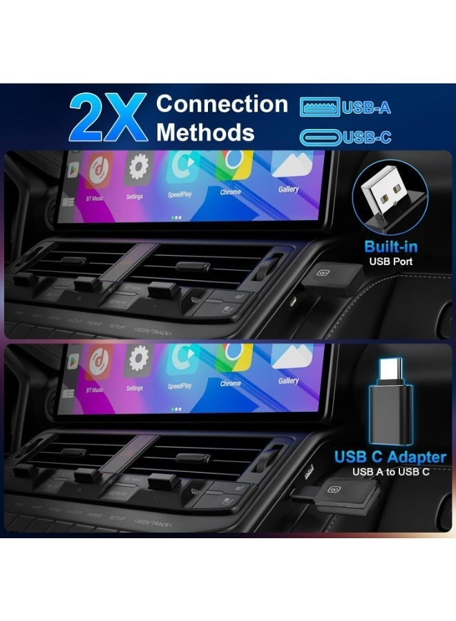 Pikengenus 2 in 1 Mini Wireless Carplay and Android Auto with Fast Stable 5Ghz WiFi Bluetooth Connection, Wired to Carplay for Apple, Compatible with iOS10+/Android 11+ - Image 4