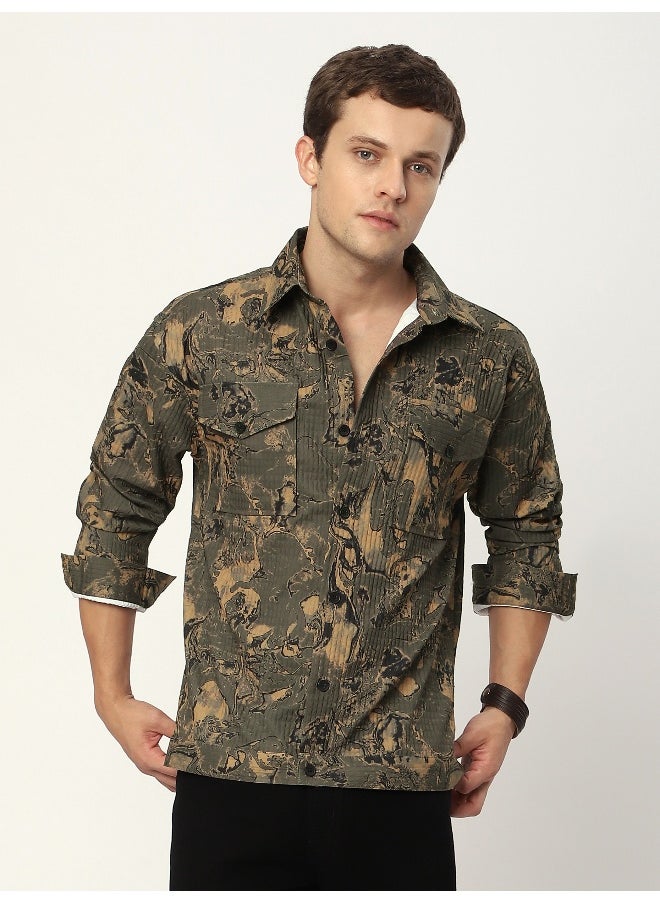 Beyoung Brown Abstract Print shacket  - Image 4