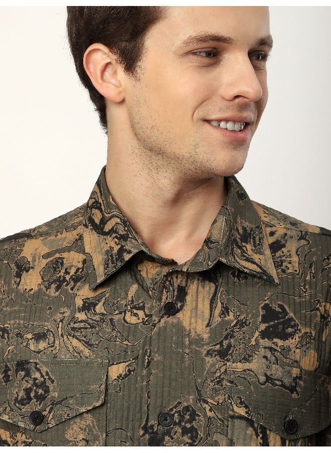 Beyoung Brown Abstract Print shacket  - Image 5