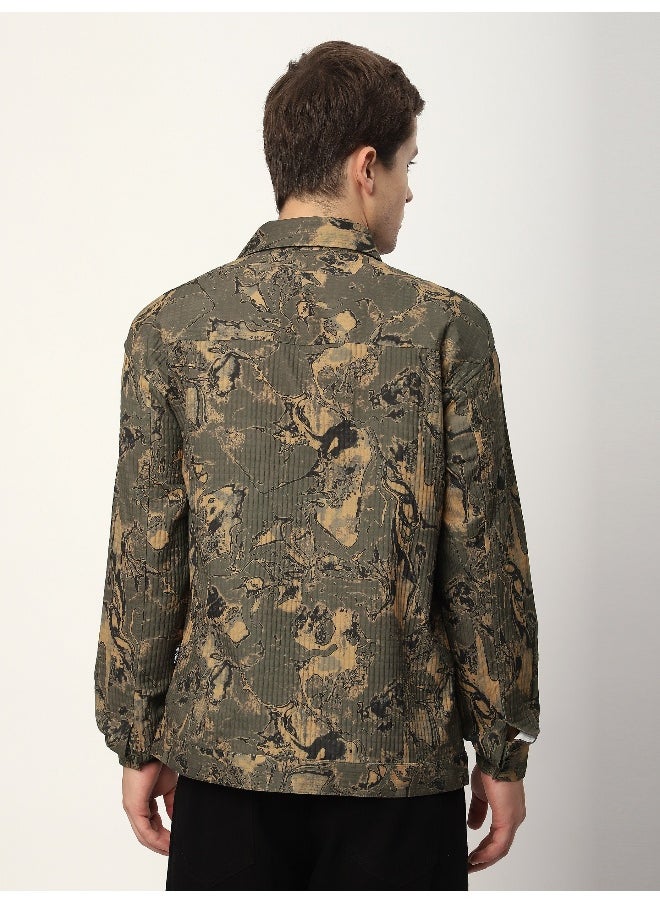 Beyoung Brown Abstract Print shacket  - Image 2