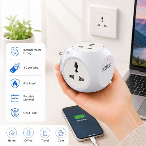 EMBOX Multi Plug Adapter | 6 amp Universal Sockets and LED Indicator Safety Shutter | 3 Pin Plug Socket Extension, Charging Mobile, Laptop, TV Grey - Image 3