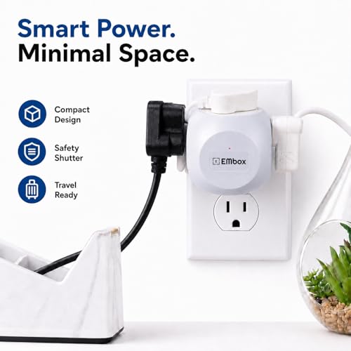 EMBOX Multi Plug Adapter | 6 amp Universal Sockets and LED Indicator Safety Shutter | 3 Pin Plug Socket Extension, Charging Mobile, Laptop, TV Grey - Image 4