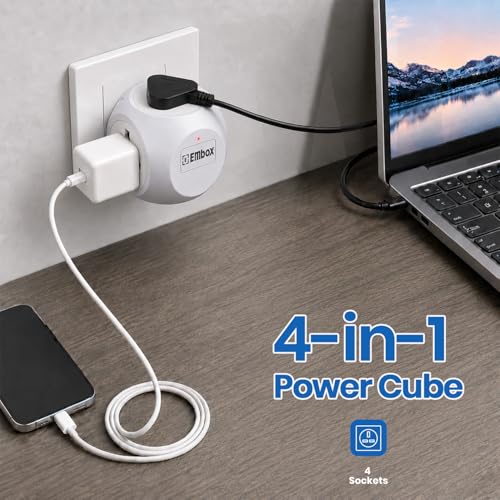 EMBOX Multi Plug Adapter | 6 amp Universal Sockets and LED Indicator Safety Shutter | 3 Pin Plug Socket Extension, Charging Mobile, Laptop, TV Grey - Image 2