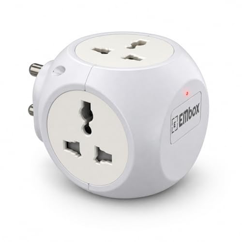 EMBOX Multi Plug Adapter | 6 amp Universal Sockets and LED Indicator Safety Shutter | 3 Pin Plug Socket Extension, Charging Mobile, Laptop, TV Grey - Image 1