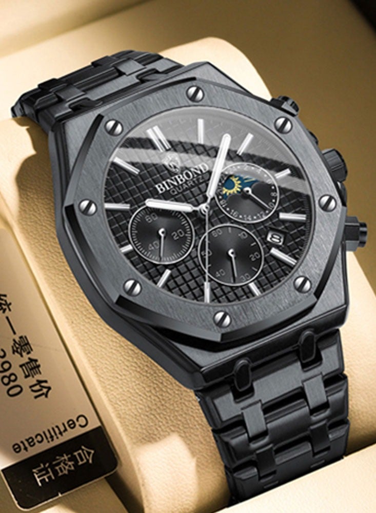 BINBOND Watches for Man Casual Watch Luxury Luminous Wristwatch Stainless Steel Waterproof Men Date Calendar Clock - Image 5