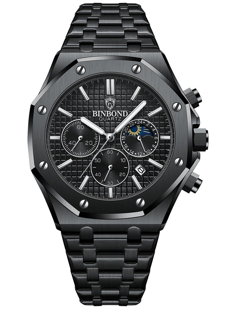 BINBOND Watches for Man Casual Watch Luxury Luminous Wristwatch Stainless Steel Waterproof Men Date Calendar Clock - Image 2