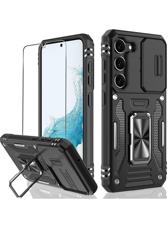 Rock Pow Samsung Galaxy S23 Plus Case with Slide Camera Cover and Screen Protector Shock Proof Grade Cover Screen and Camera Protection Rotated Ring Kickstand Heavy Duty Shockproof Protective Case - Image 1