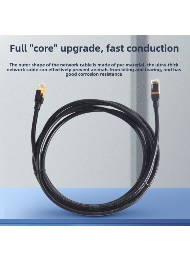 Generic Class 7 10 Gigabit Oxygen-free Copper Network Cable Double Shielded Finished Jumper High-speed Cat7 Network Cable Broadband Cable Class 7 Network Cable-Color:Blue-Line Length:40 M  - Image 2