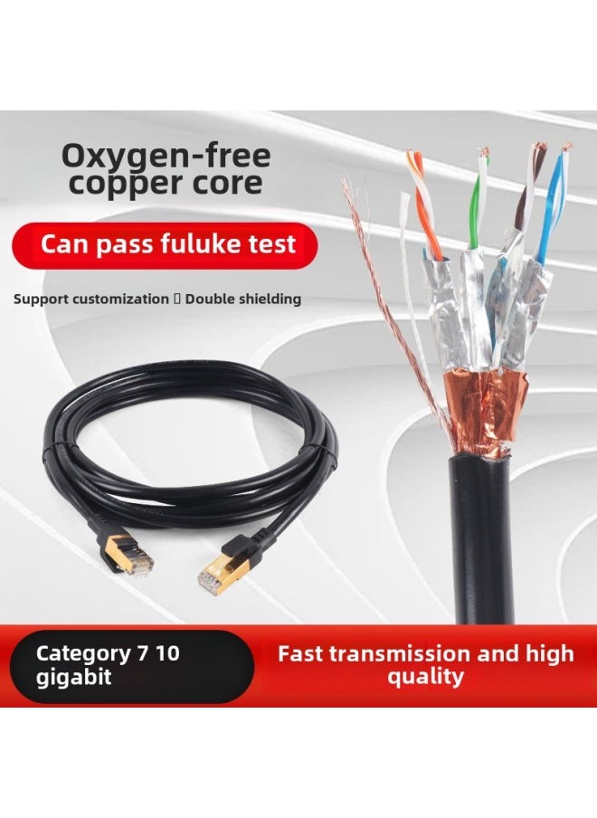 Generic Class 7 10 Gigabit Oxygen-free Copper Network Cable Double Shielded Finished Jumper High-speed Cat7 Network Cable Broadband Cable Class 7 Network Cable-Color:Blue-Line Length:40 M  - Image 1