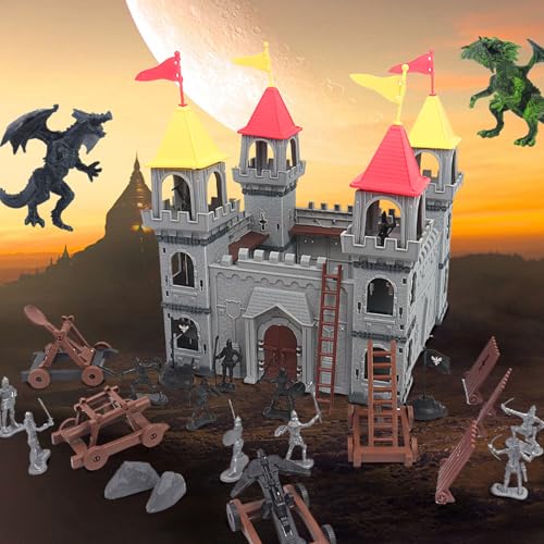 Yoyoom Medieval Castle Toy Solider Army Figures Castle Playset DIY Castle Building Set Miniature Playset with Castle Cavalry and Arrow Tower Simulated Siege War of Attack - Image 5