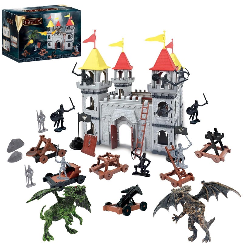 Yoyoom Medieval Castle Toy Solider Army Figures Castle Playset DIY Castle Building Set Miniature Playset with Castle Cavalry and Arrow Tower Simulated Siege War of Attack - Image 2