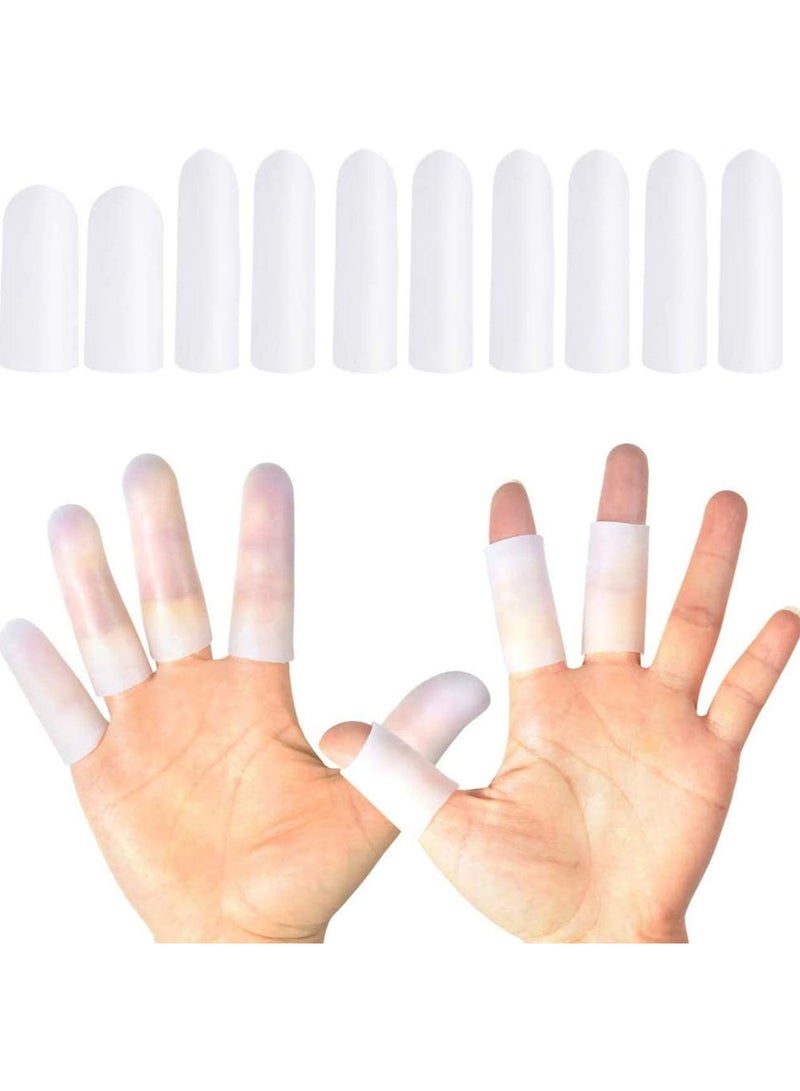 SOLARAE 10 Pieces Gel Finger Protector Cots Silicone Cover Cap Sleeves Support for Cracking Trigger - Image 1
