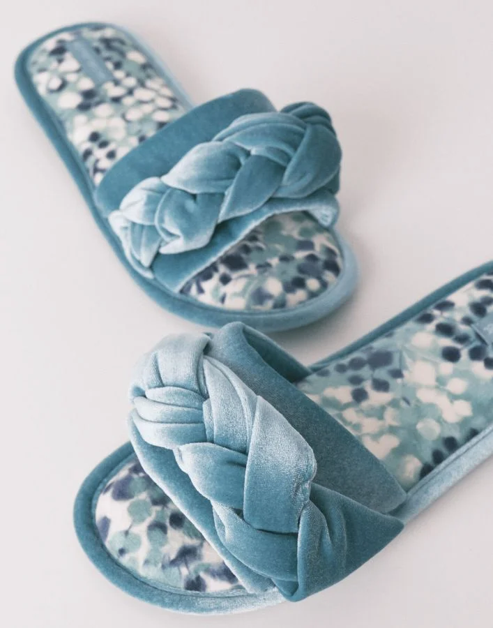 women'secret Green Velvet Open House Slippers