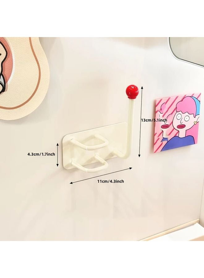 منظم الحمام الأصفر المثبت على الحائط بدون حفر رف خطاف بلاستيكي متعدد الحوامل - Image 4