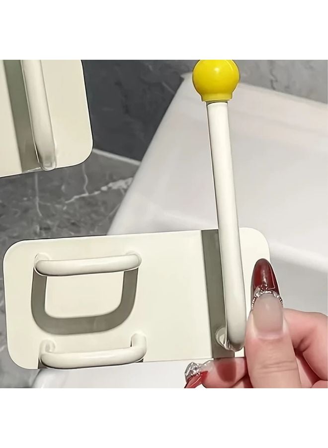 منظم الحمام الأصفر المثبت على الحائط بدون حفر رف خطاف بلاستيكي متعدد الحوامل - Image 1