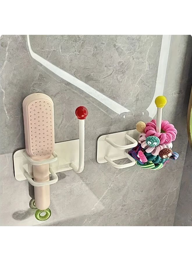 منظم الحمام الأصفر المثبت على الحائط بدون حفر رف خطاف بلاستيكي متعدد الحوامل - Image 2