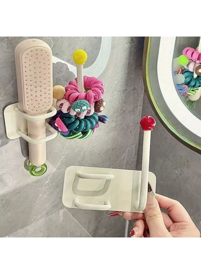 منظم الحمام الأصفر المثبت على الحائط بدون حفر رف خطاف بلاستيكي متعدد الحوامل - Image 5