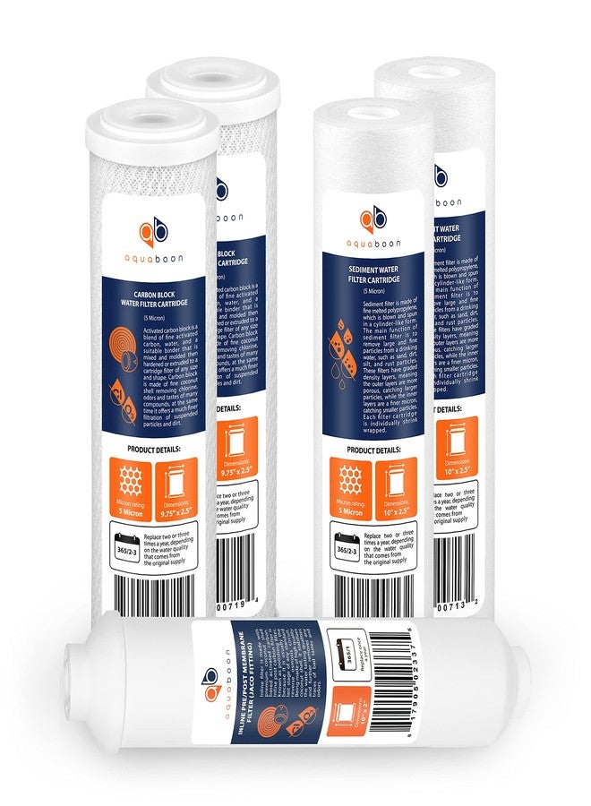 أكوابون مجموعة استبدال فلاتر أكوابون RO لمدة ٦ أشهر | خراطيش فلاتر مياه منزلية كاملة، رواسب، CTO، T33 لنظام ترشيح مياه التناضح العكسي خماسي المراحل - Image 1