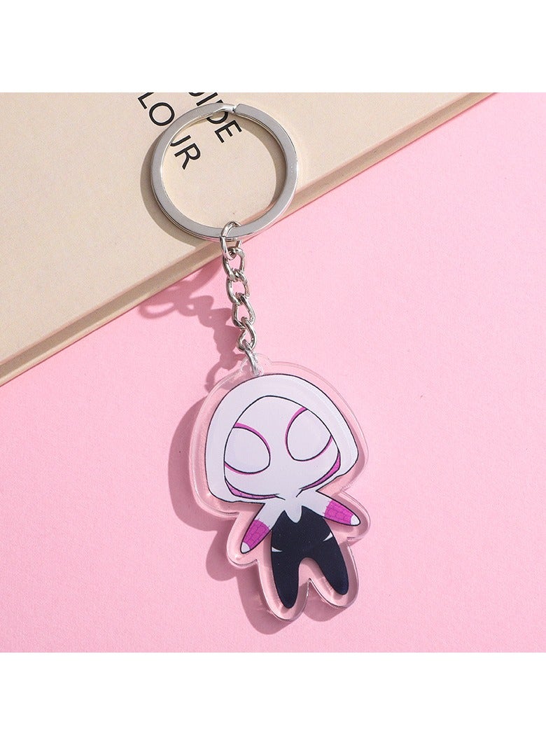 سلسلة مفاتيح أكريليك كرتونية مكونة من قطعة واحدة