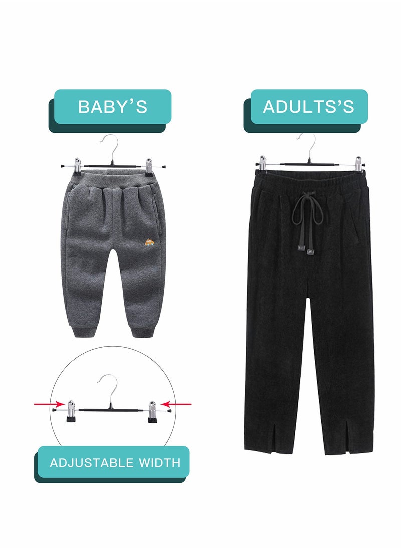 SYOSI 10 Pack Pants Hangers with Clips Skirt Hangers Adjustable Clip Hangers Non Slip, Metal Adult Baby Kids Space Saving Clothes Hangers for Closet Shorts Bottom Jeans Trouser Leggings  - Image 3