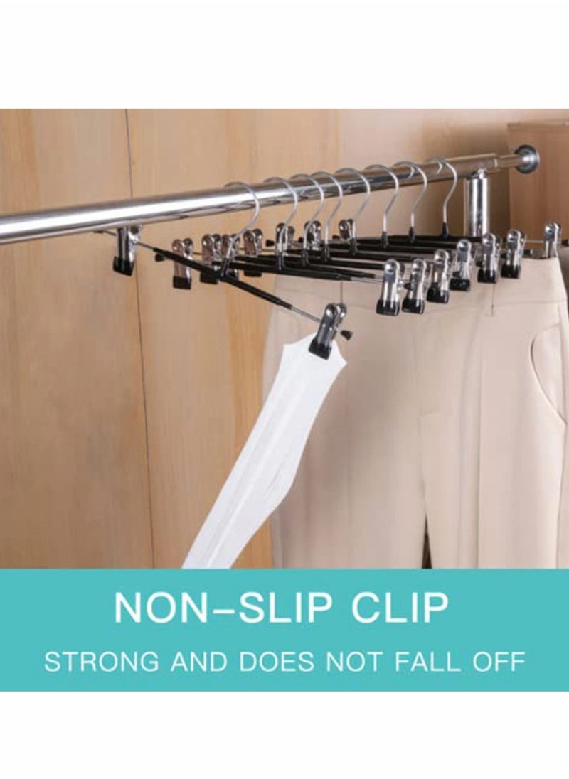 SYOSI 10 Pack Pants Hangers with Clips Skirt Hangers Adjustable Clip Hangers Non Slip, Metal Adult Baby Kids Space Saving Clothes Hangers for Closet Shorts Bottom Jeans Trouser Leggings  - Image 5