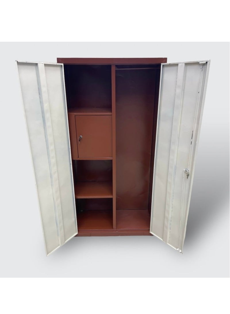 يونيكسار دولاب حديد ببابين من – خزانة ملابس معدنية قوية مع أرفف وعامود تعليق – 180×90room, Dormitory, Labor Camp – Double Door Design with Shelves & Hanging Rod – 180x90x40 cm – ×40 سم – مثالية لغرف النوم، السكن العمالي، والسكن الطلابي – لون رمادي أنيق - Image 4