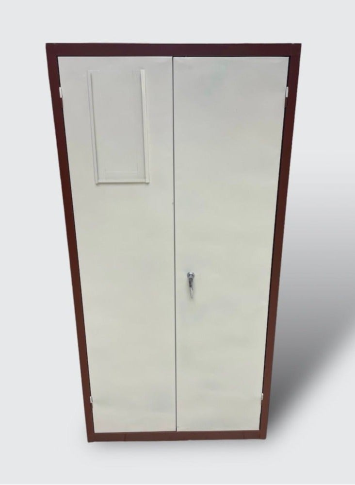يونيكسار دولاب حديد ببابين من – خزانة ملابس معدنية قوية مع أرفف وعامود تعليق – 180×90room, Dormitory, Labor Camp – Double Door Design with Shelves & Hanging Rod – 180x90x40 cm – ×40 سم – مثالية لغرف النوم، السكن العمالي، والسكن الطلابي – لون رمادي أنيق - Image 5