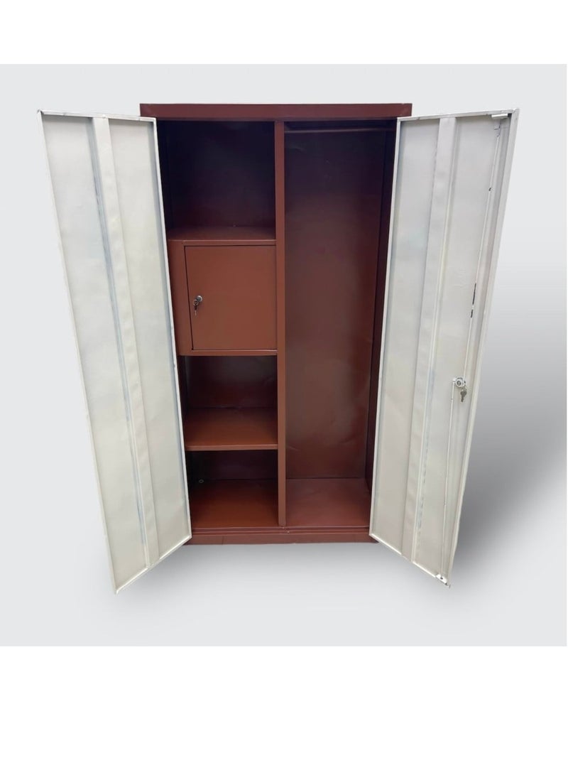 يونيكسار دولاب حديد ببابين من – خزانة ملابس معدنية قوية مع أرفف وعامود تعليق – 180×90room, Dormitory, Labor Camp – Double Door Design with Shelves & Hanging Rod – 180x90x40 cm – ×40 سم – مثالية لغرف النوم، السكن العمالي، والسكن الطلابي – لون رمادي أنيق - Image 2