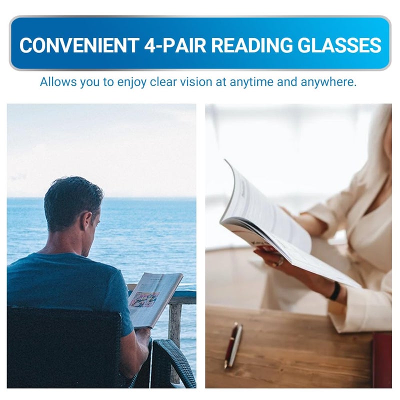 LUFF 4PCS Anti-Blu-Ray Reading Glasses Uv400,Sun Readers With Spring Hinges(2.0X) - Image 4