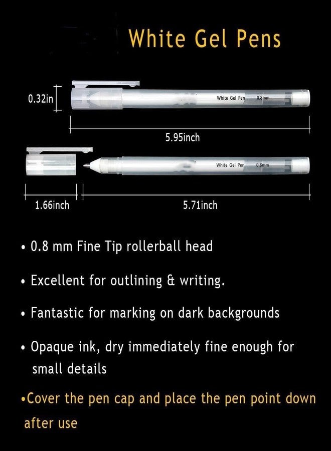 CRAFTREE - White Gel Pens for Smooth and Precise Writing - 1 mm Tip, Pack of 3, Ideal for Drawing, Mandala Arts, Students, Office, and More - Image 2