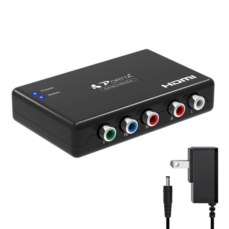 Portta Component to HDMI Converter, YPbPr RGB + R/L Audio to HDMI Converter v1.3 Support 1080P 2 Channel LPCM for HDTV PS2 PS3 HDVD Player Wii Xbox (Component to HDMI) (Converter Without HDMI Cable) - Image 1
