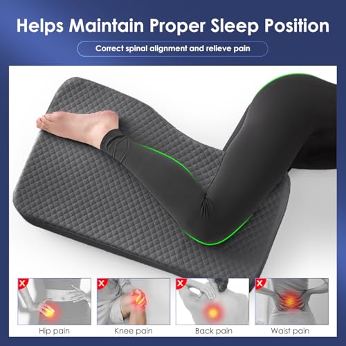 Livemy Leg Pillow for Side Sleepers, Memory Foam Knee Pillow for Side Sleeping, Leg Elevation Pillow for Hip/Back/Sciatica Pain Relief Helps Spine Alignment -15"x25" (Grey, M) - Image 5