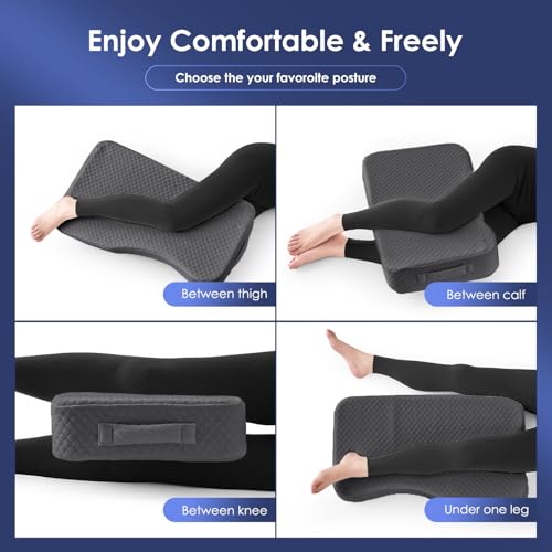 Livemy Leg Pillow for Side Sleepers, Memory Foam Knee Pillow for Side Sleeping, Leg Elevation Pillow for Hip/Back/Sciatica Pain Relief Helps Spine Alignment -15"x25" (Grey, M) - Image 3