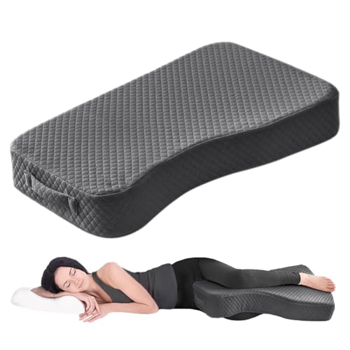 Livemy Leg Pillow for Side Sleepers, Memory Foam Knee Pillow for Side Sleeping, Leg Elevation Pillow for Hip/Back/Sciatica Pain Relief Helps Spine Alignment -15"x25" (Grey, M) - Image 1