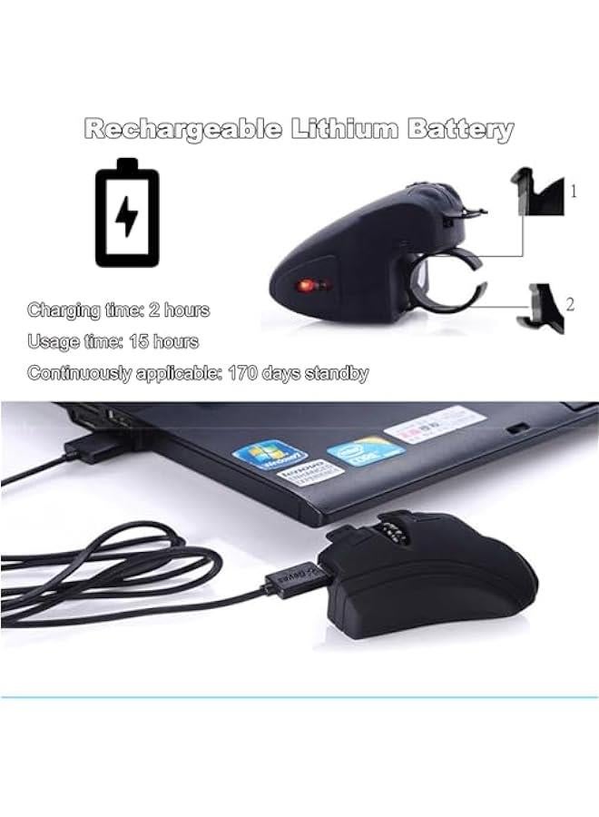 Bluetooth Mouse, Small Handheld Finger Mouse Ergonomic Mouse Rechargeable 1000DPI Resolution Wearable Mouse Portable Mini Mouse for Laptop Tablet Computer - Image 3